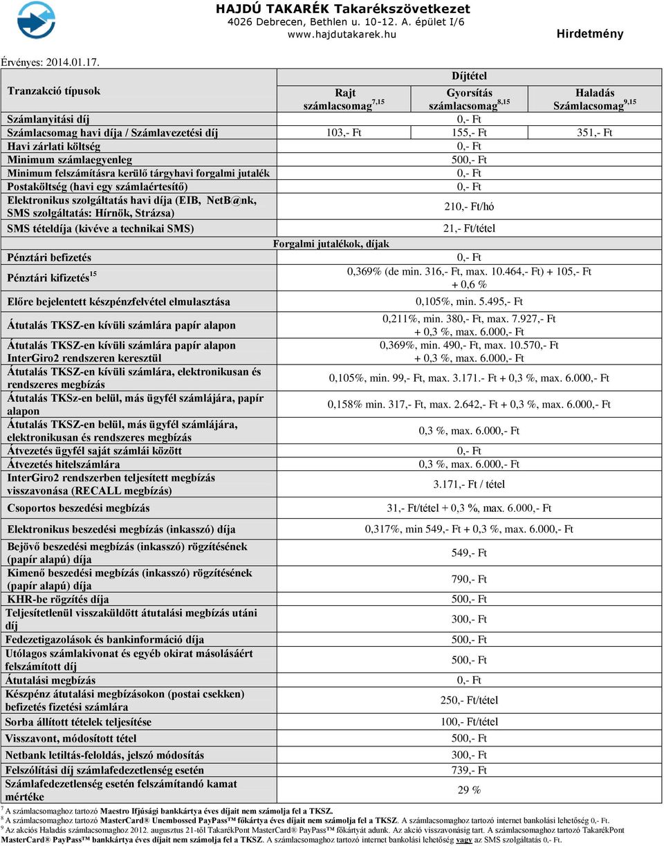 kifizetés 15 0,369% (de min. 316,- Ft, max. 10.