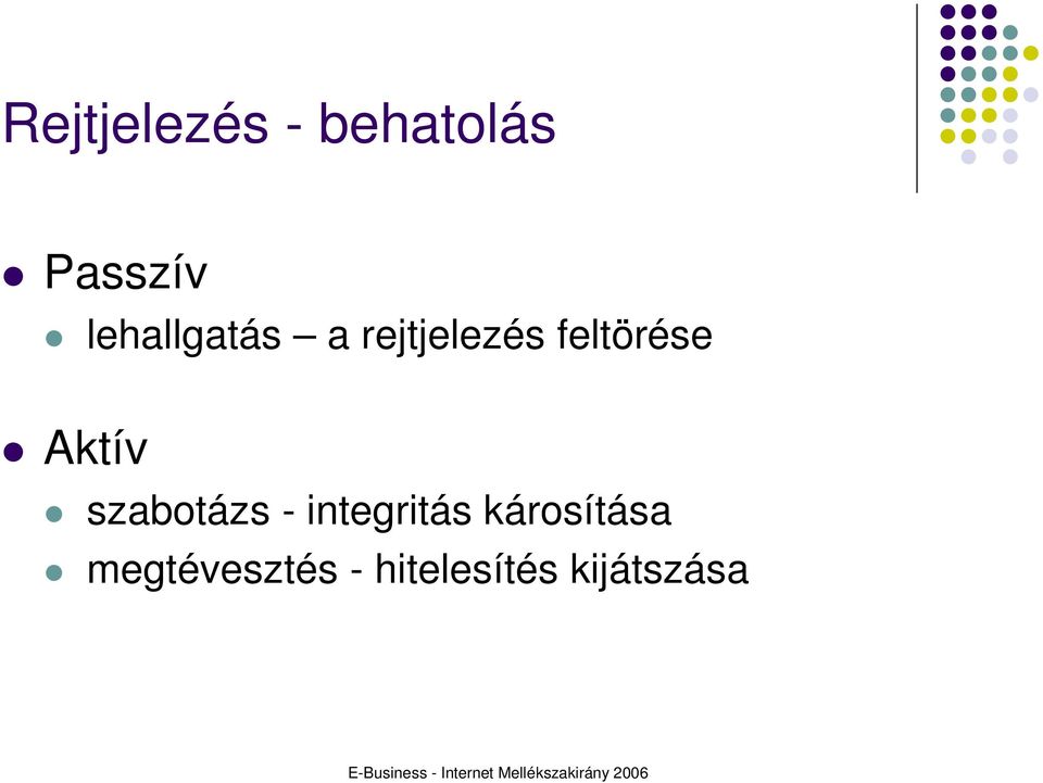 Aktív szabotázs - integritás