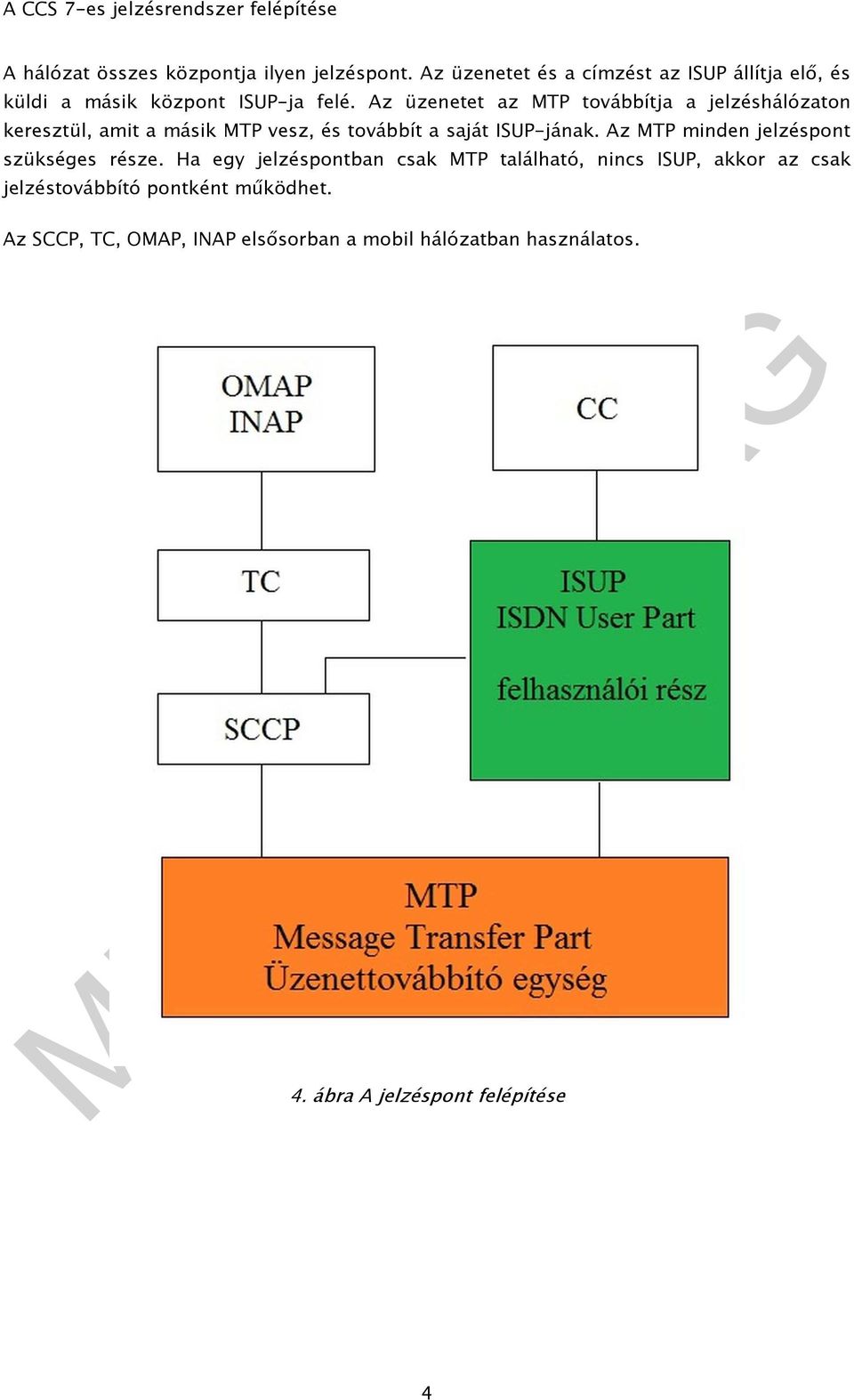 Az üzenetet az MTP továbbítja a jelzéshálózaton keresztül, amit a másik MTP vesz, és továbbít a saját ISUP-jának.