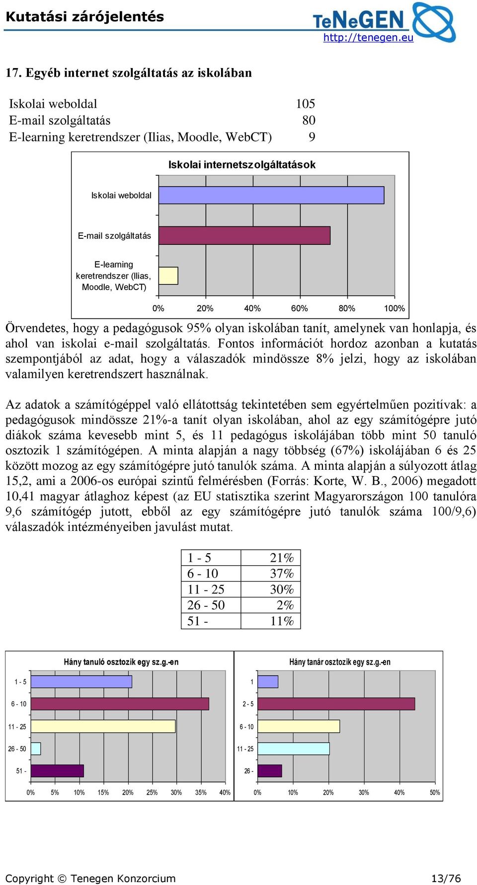 szolgáltatás. Fontos információt hordoz azonban a kutatás szempontjából az adat, hogy a válaszadók mindössze 8% jelzi, hogy az iskolában valamilyen keretrendszert használnak.