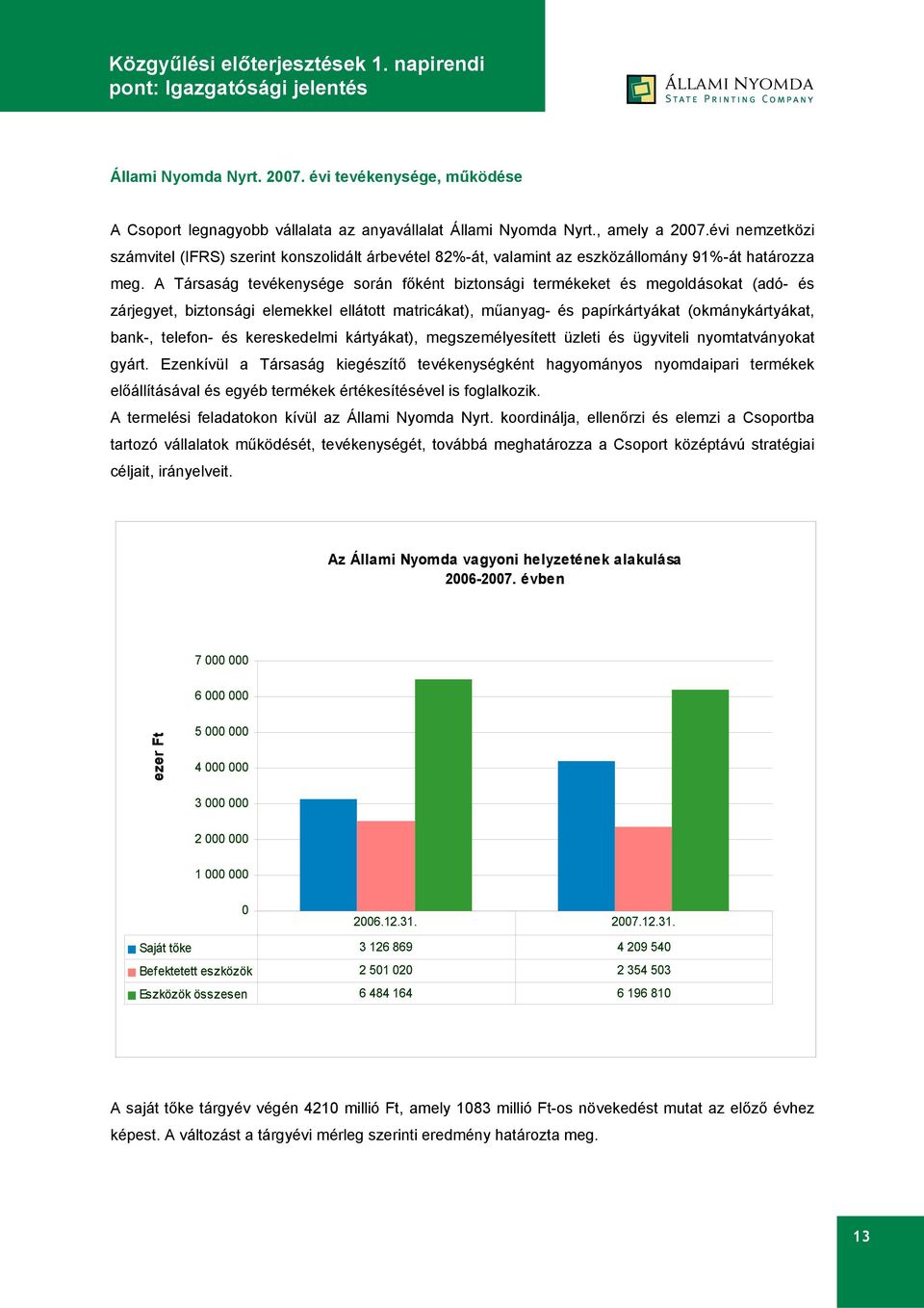 A Társaság tevékenysége során főként biztonsági termékeket és megoldásokat (adó- és zárjegyet, biztonsági elemekkel ellátott matricákat), műanyag- és papírkártyákat (okmánykártyákat, bank-, telefon-