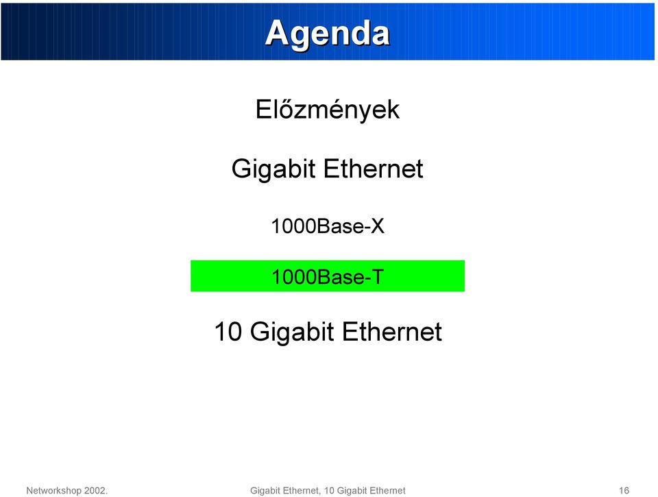 Gigabit Ethernet Networkshop 2002.