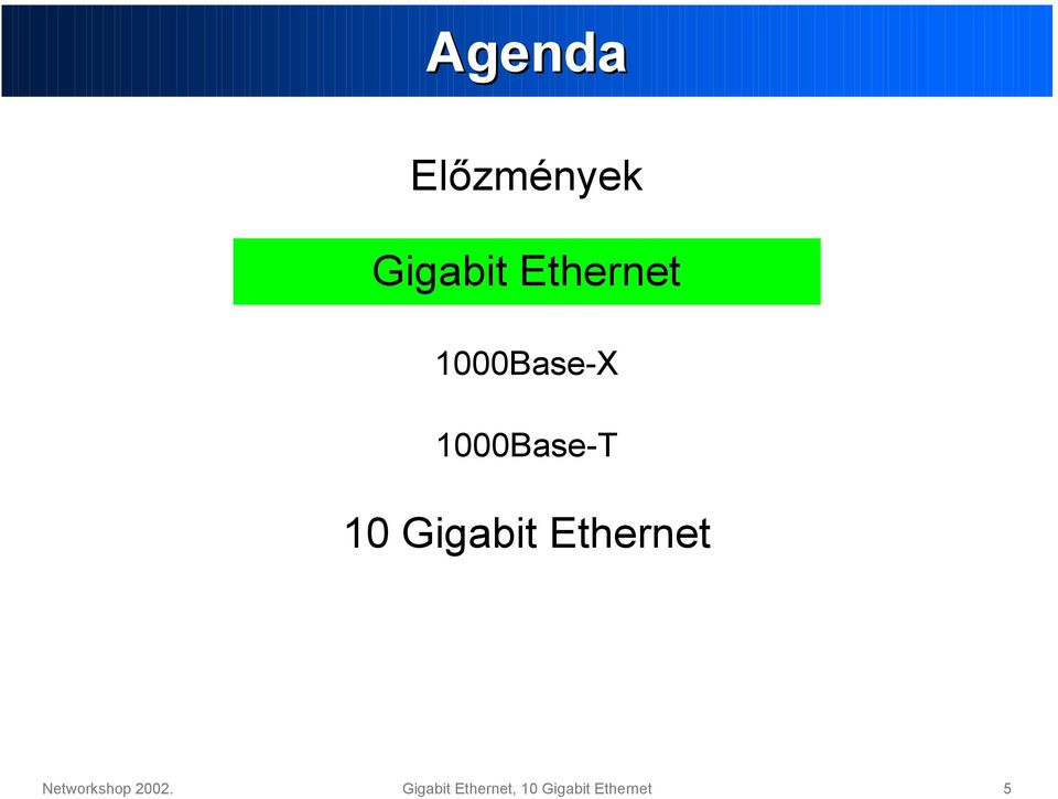 Gigabit Ethernet Networkshop 2002.