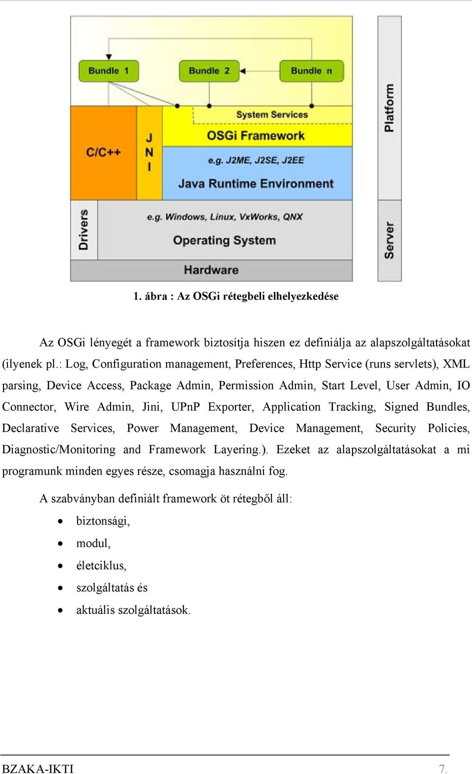 Admin, Jini, UPnP Exporter, Application Tracking, Signed Bundles, Declarative Services, Power Management, Device Management, Security Policies, Diagnostic/Monitoring and Framework