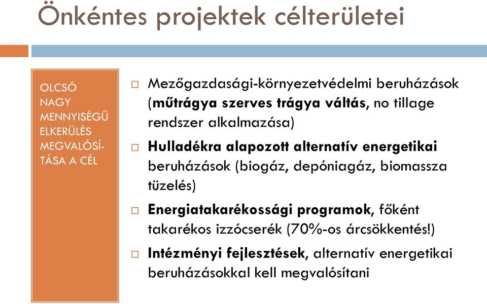 Hulladékra alapozott alternatív energetikai beruházások (biogáz, depóniagáz, biomassza tüzelés)