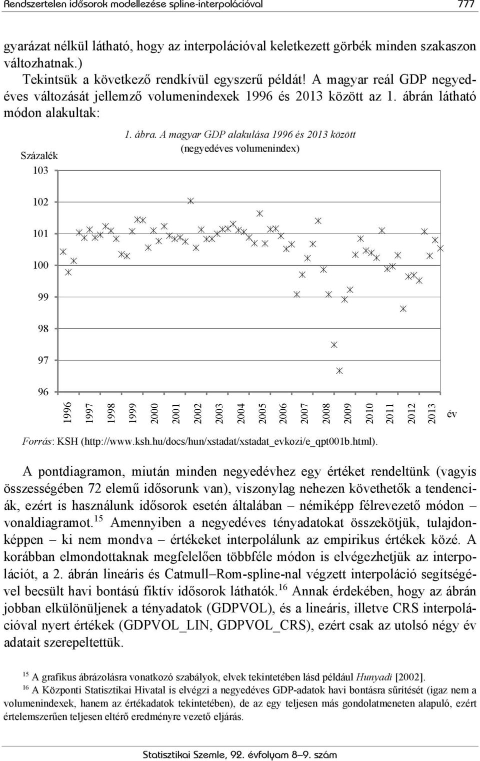A magyar GDP alakulása 1996 és 2013 között (negyedéves volumenindex) 102 101 100 99 98 97 96 0 4 8 12 16 20 24 28 32 36 40 44 48 52 56 60 64 68 72 1996 1997 1998 1999 2000 2001 2002 2003 2004 2005