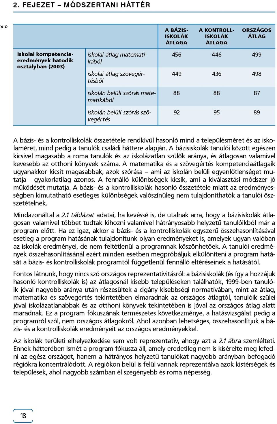 településméret és az iskolaméret, mind pedig a tanulók családi háttere alapján.
