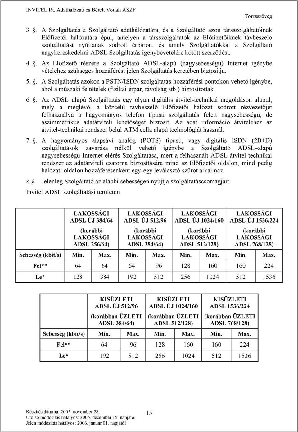 . Az Előfizető részére a Szolgáltató ADSL-alapú (nagysebességű) Internet igénybe vételéhez szükséges hozzáférést jelen Szolgáltatás keretében biztosítja. 5.
