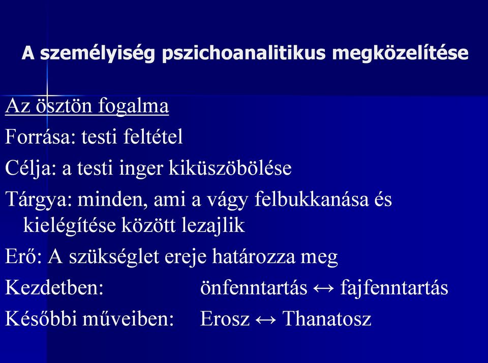 vágy felbukkanása és kielégítése között lezajlik Erő: A szükséglet ereje