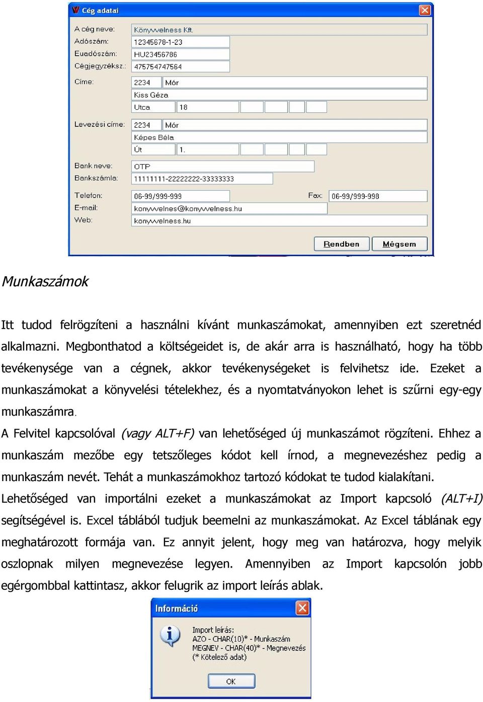 Ezeket a munkaszámokat a könyvelési tételekhez, és a nyomtatványokon lehet is szűrni egy-egy munkaszámra. A Felvitel kapcsolóval (vagy ALT+F) van lehetőséged új munkaszámot rögzíteni.