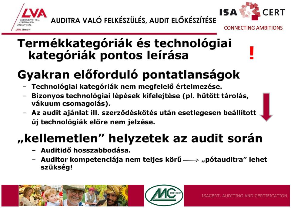 Bizonyos technológiai lépések kifelejtése (pl. hűtött tárolás, vákuum csomagolás). Az audit ajánlat ill.