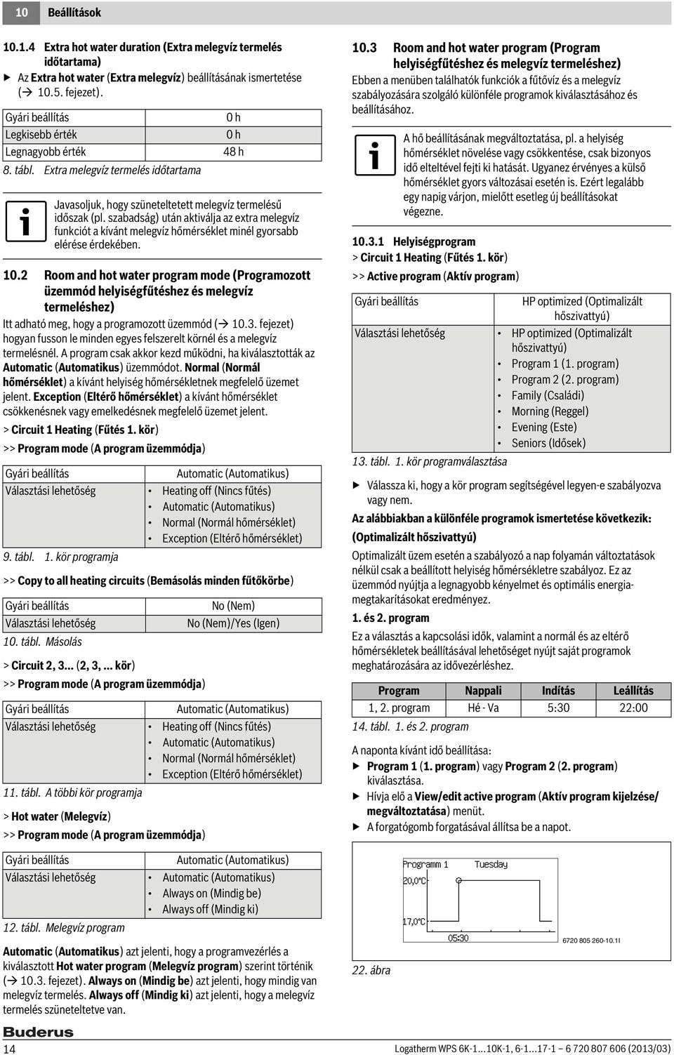 fejezet) hogyan fusson le minden egyes felszerelt körnél és a melegvíz termelésnél. A program csak akkor kezd működni, ha kiválasztották az Automatic (Automatikus) üzemmódot.
