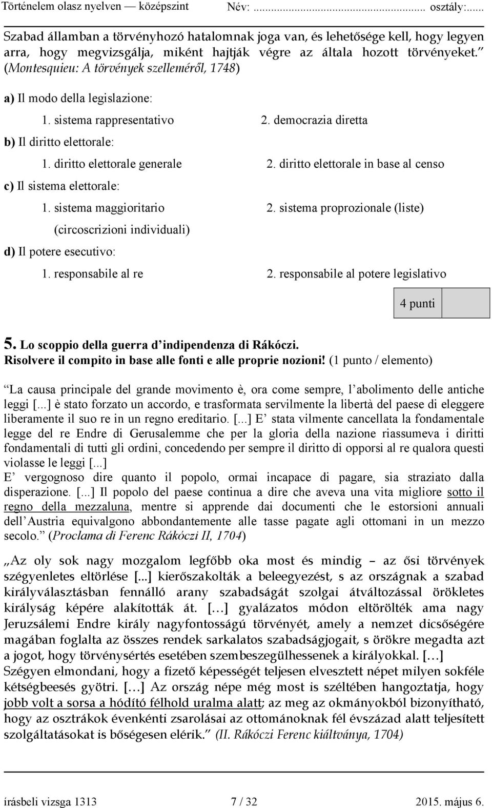 diritto elettorale in base al censo c) Il sistema elettorale: 1. sistema maggioritario 2. sistema proprozionale (liste) (circoscrizioni individuali) d) Il potere esecutivo: 1. responsabile al re 2.