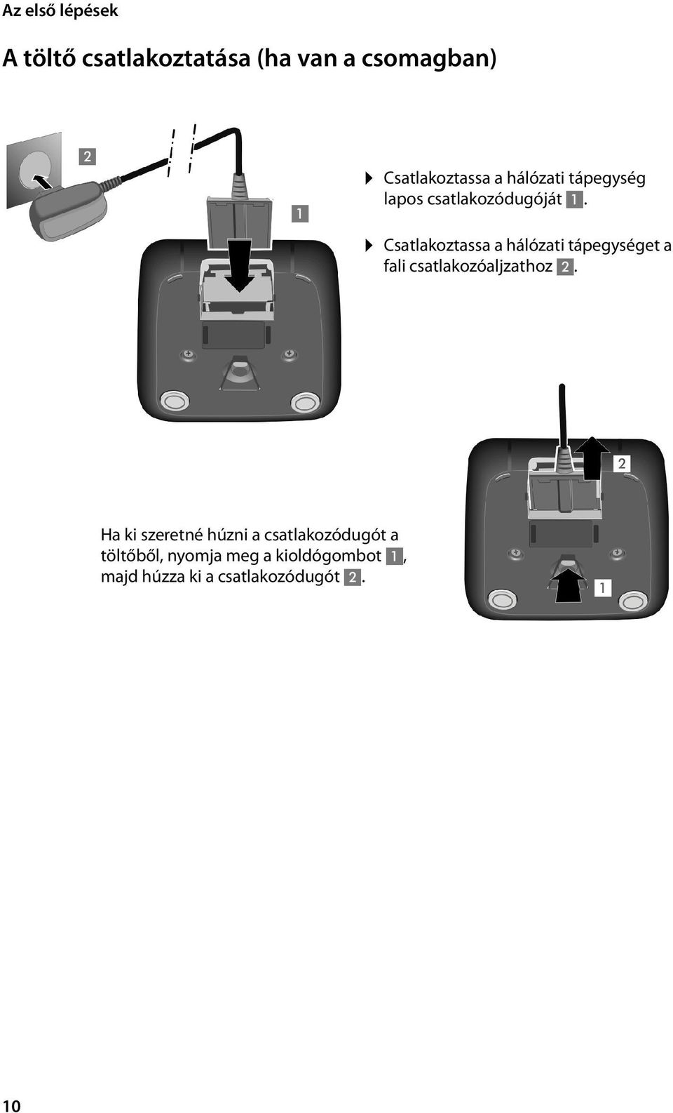 Csatlakoztassa a hálózati tápegységet a fali csatlakozóaljzathoz 2.