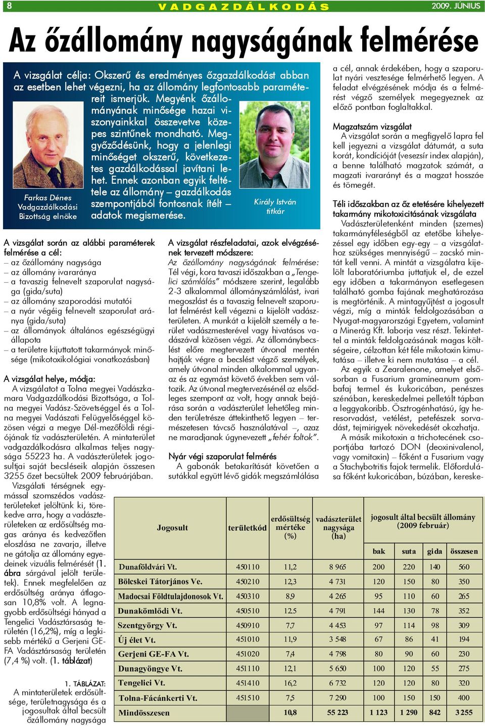 tavaszig felnevelt szaporulat nagysága (gida/suta) az állomány szaporodási mutatói a nyár végéig felnevelt szaporulat aránya (gida/suta) az állományok általános egészségügyi állapota a területre