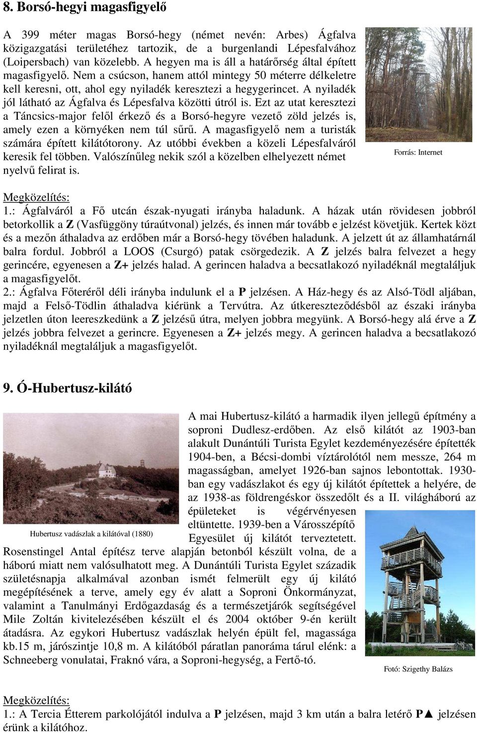 A nyiladék jól látható az Ágfalva és Lépesfalva közötti útról is. Ezt az utat keresztezi a Táncsics-major felıl érkezı és a Borsó-hegyre vezetı zöld jelzés is, amely ezen a környéken nem túl sőrő.