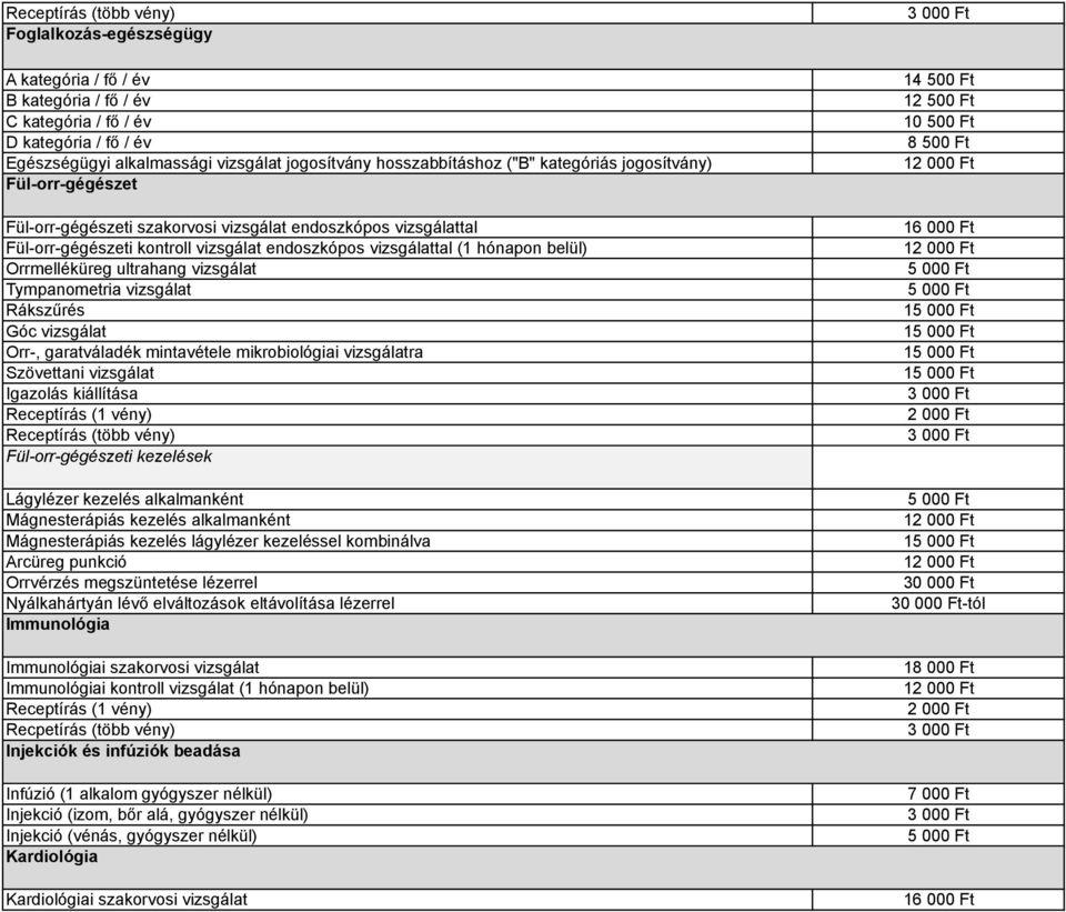 vizsgálat Tympanometria vizsgálat Rákszűrés Góc vizsgálat Orr-, garatváladék mintavétele mikrobiológiai vizsgálatra Szövettani vizsgálat Igazolás kiállítása Fül-orr-gégészeti kezelések Lágylézer