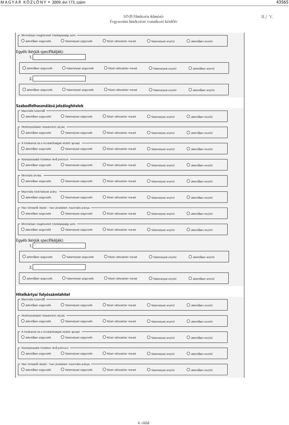 közötti spread Kockázatosabb hiteleken lév prémium Minimális önrész Maximális hitel/fedezet arány Havi törleszt részlet / havi jövedelem maximális aránya Minimálisan