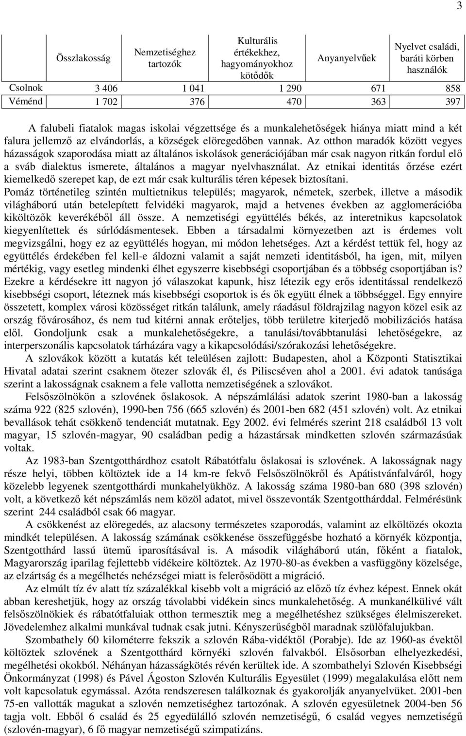 Az otthon maradók között vegyes házasságok szaporodása miatt az általános iskolások generációjában már csak nagyon ritkán fordul elő a sváb dialektus ismerete, általános a magyar nyelvhasználat.