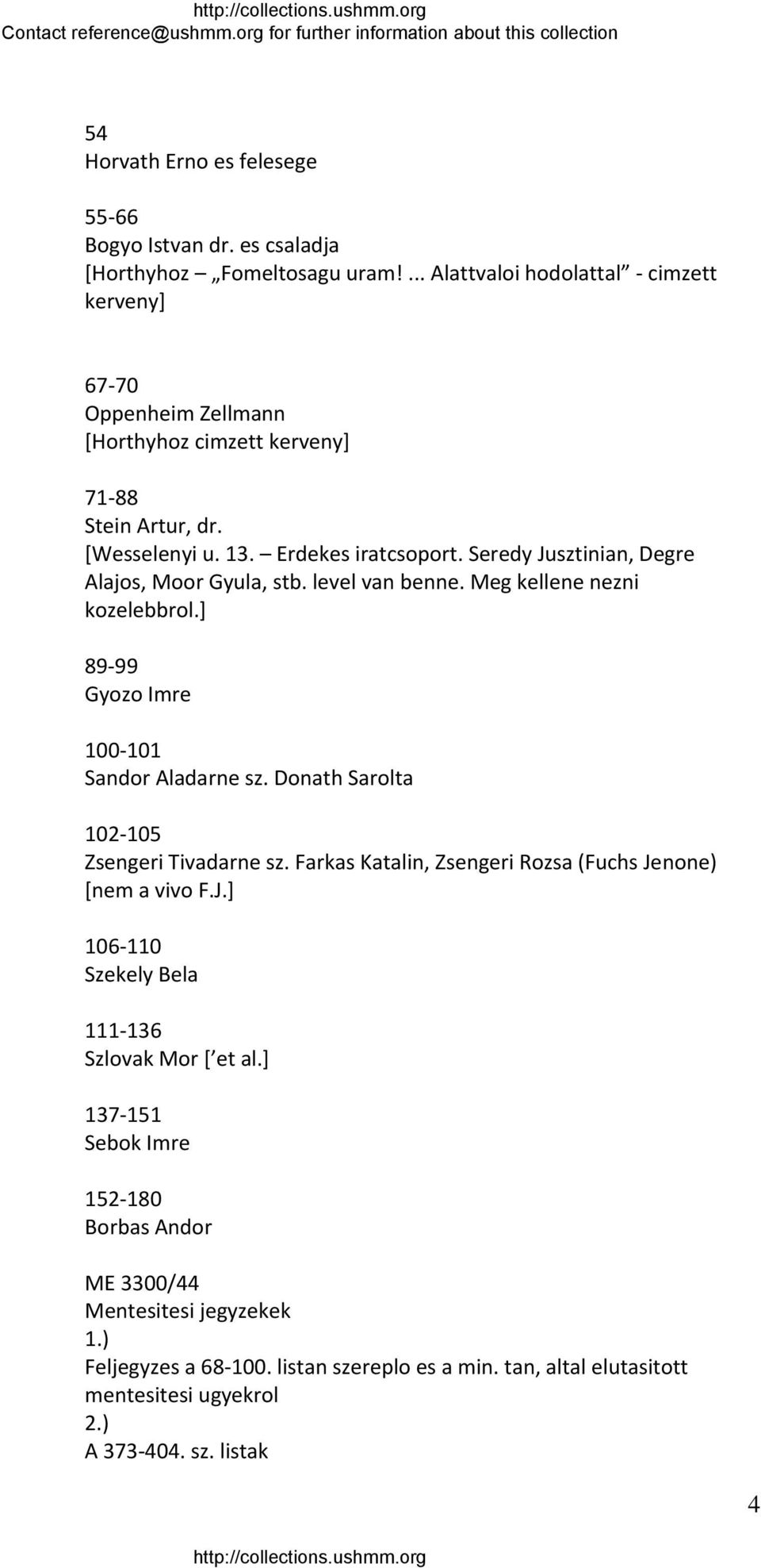 Seredy Jusztinian, Degre Alajos, Moor Gyula, stb. level van benne. Meg kellene nezni kozelebbrol.] 89 99 Gyozo Imre 100 101 Sandor Aladarne sz.