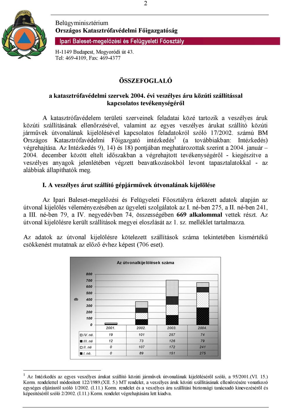 évi veszélyes áru közúti szállítással kapcsolatos tevékenységéről A katasztrófavédelem területi szerveinek feladatai közé tartozik a veszélyes áruk közúti szállításának ellenőrzésével, valamint az