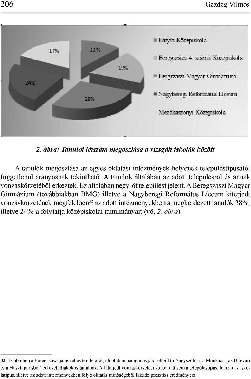 A Beregszászi Magyar Gimnázium (továbbiakban BMG) illetve a Nagyberegi Református Líceum kiterjedt vonzáskörzetének megfelelően 32 az adott intézményekben a megkérdezett tanulók 28%, illetve 24%-a
