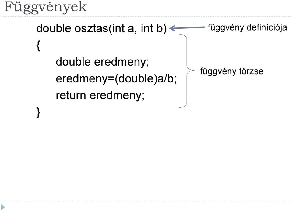 eredmeny=(double)a/b; return