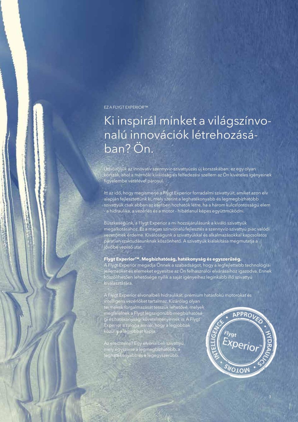Itt az idő, hogy megismerje a Flygt Experior forradalmi szivattyúit, amiket azon elv alapján fejlesztettünk ki, mely szerint a leghatékonyabb és legmegbízhatóbb szivattyúk csak abban az esetben