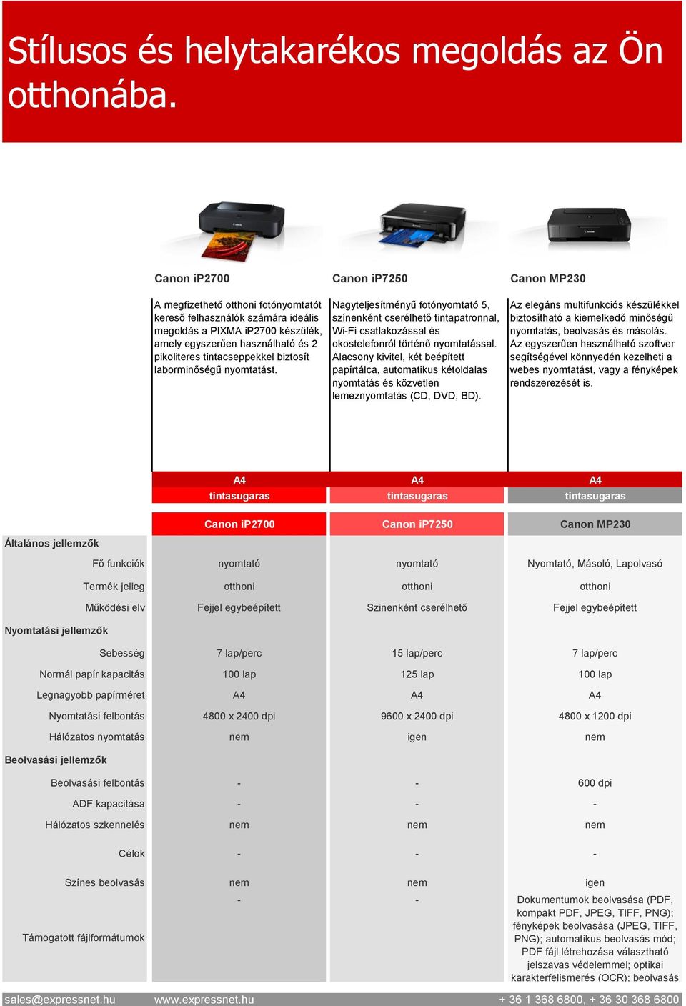 tintacseppekkel biztosít laborminőségű nyomtatást. Nagyteljesítményű fotónyomtató 5, színenként cserélhető tintapatronnal, Wi-Fi csatlakozással és okostelefonról történő nyomtatással.