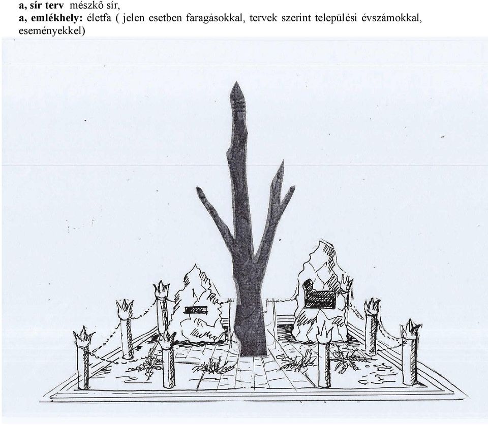 esetben faragásokkal, tervek