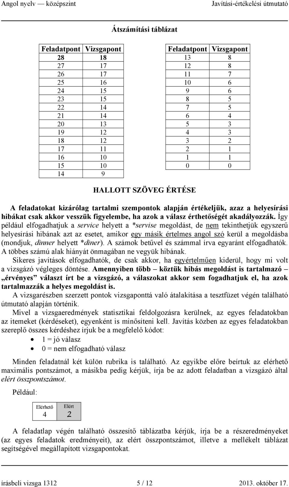 Így például elfogadhatjuk a service helyett a *servise megoldást, de nem tekinthetjük egyszerű helyesírási hibának azt az esetet, amikor egy másik értelmes angol szó kerül a megoldásba (mondjuk,