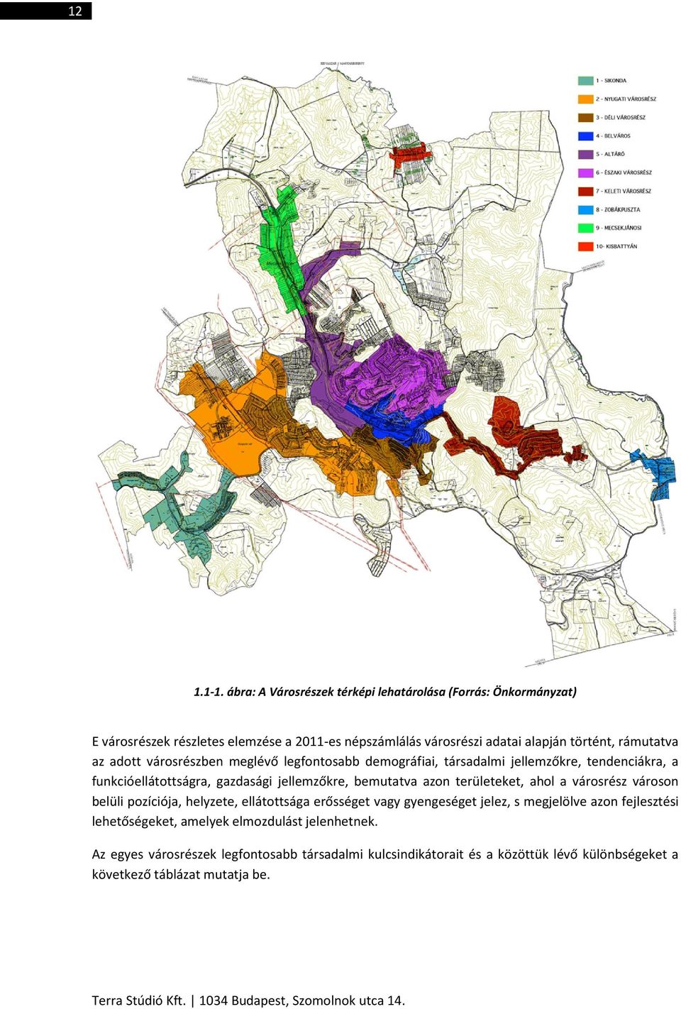városrészben meglévő legfontosabb demográfiai, társadalmi jellemzőkre, tendenciákra, a funkcióellátottságra, gazdasági jellemzőkre, bemutatva azon területeket, ahol a