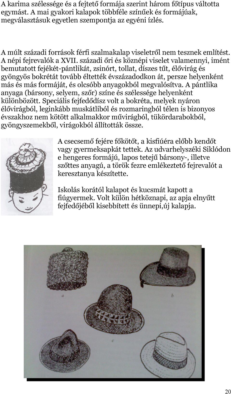 századi őri és köznépi viselet valamennyi, imént bemutatott fejékét-pántlikát, zsinórt, tollat, díszes tűt, élővirág és gyöngyös bokrétát tovább éltették évszázadodkon át, persze helyenként más és