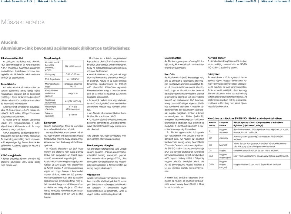 Termékleírás A Lindab Alucink alumínium-cink bevonatú acéllemez, amely festés nélkül használható egészen C4-es környezeti osztályig.