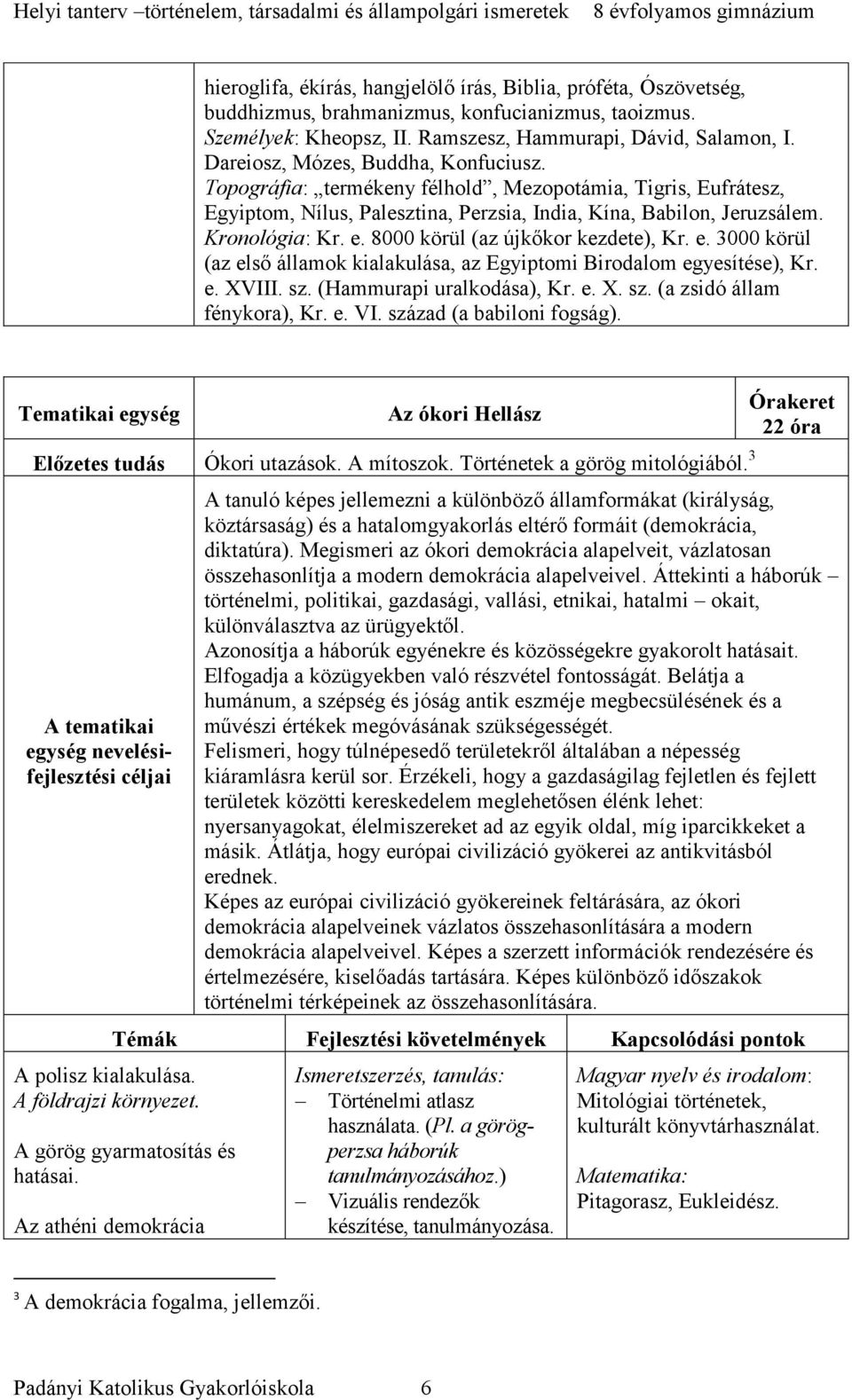 8000 körül (az újkőkor kezdete), Kr. e. 3000 körül (az első államok kialakulása, az Egyiptomi Birodalom egyesítése), Kr. e. XVIII. sz. (Hammurapi uralkodása), Kr. e. X. sz. (a zsidó állam fénykora), Kr.