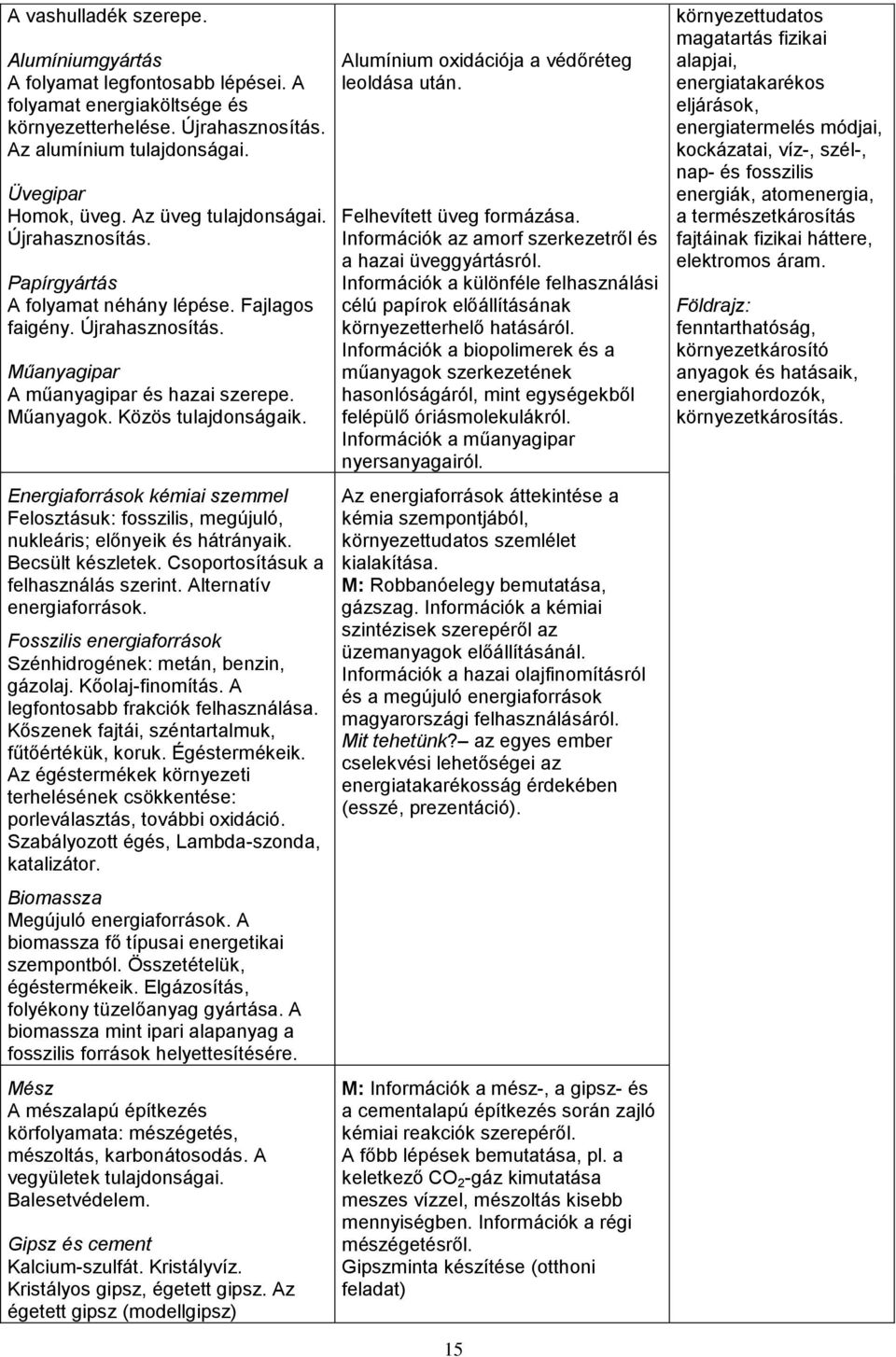 Energiaforrások kémiai szemmel Felosztásuk: fosszilis, megújuló, nukleáris; előnyeik és hátrányaik. Becsült készletek. Csoportosításuk a felhasználás szerint. Alternatív energiaforrások.