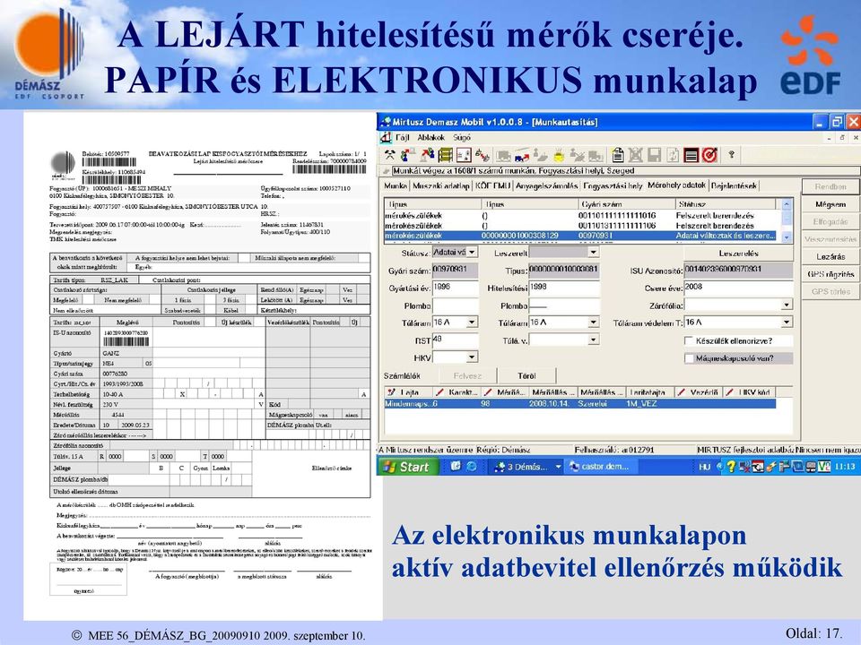 elektronikus munkalapon aktív