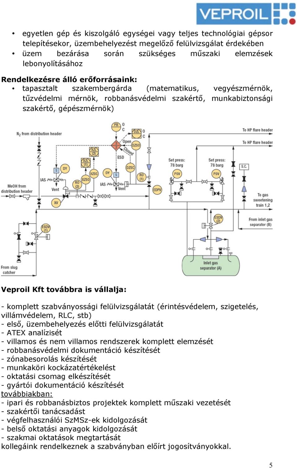 vállalja: - komplett szabványossági felülvizsgálatát (érintésvédelem, szigetelés, villámvédelem, RLC, stb) - első, üzembehelyezés előtti felülvizsgálatát - ATEX analízisét - villamos és nem villamos