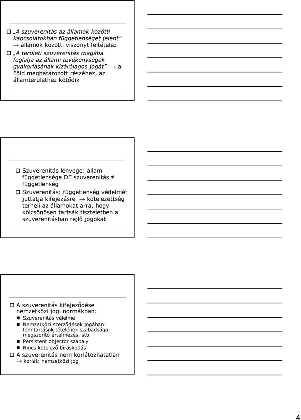 kötelezettség terheli az államokat arra, hogy kölcsönösen tartsák tiszteletben a szuverenitásban rejlı jogokat A szuverenitás kifejezıdése nemzetközi jogi normákban: Szuverenitás vélelme