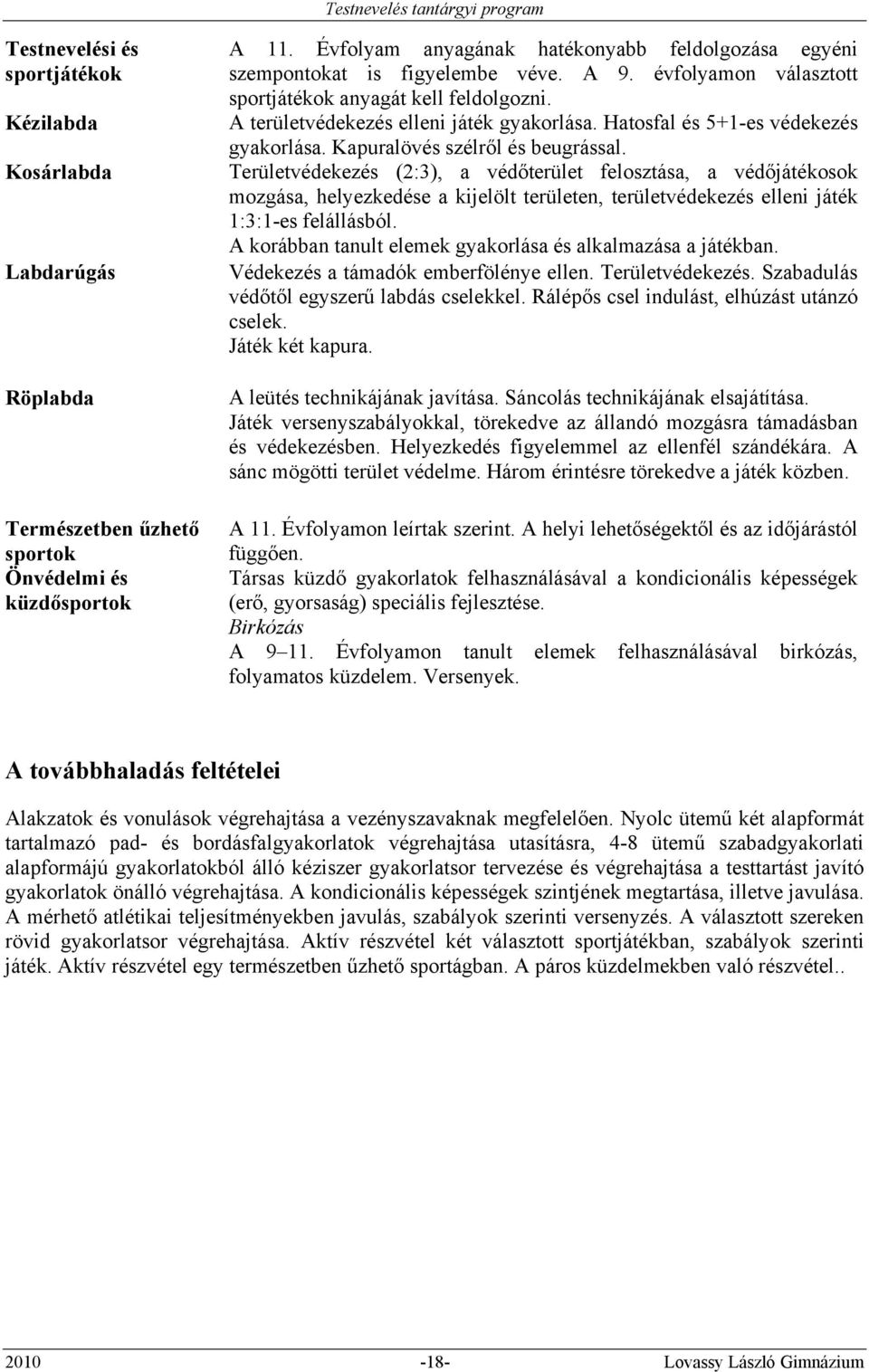 Hatosfal és 5+1-es védekezés gyakorlása. Kapuralövés szélről és beugrással.