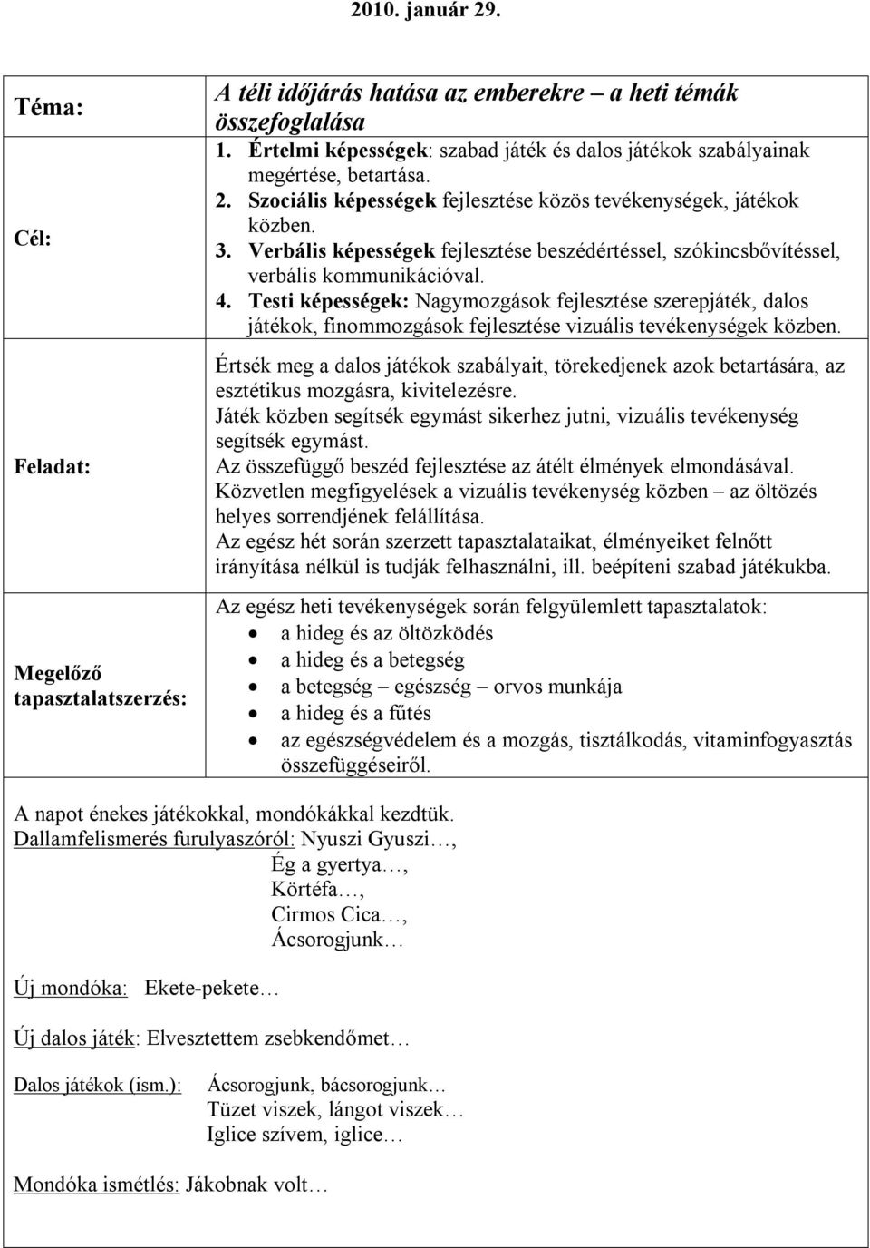 Verbális képességek fejlesztése beszédértéssel, szókincsbővítéssel, verbális kommunikációval. 4.