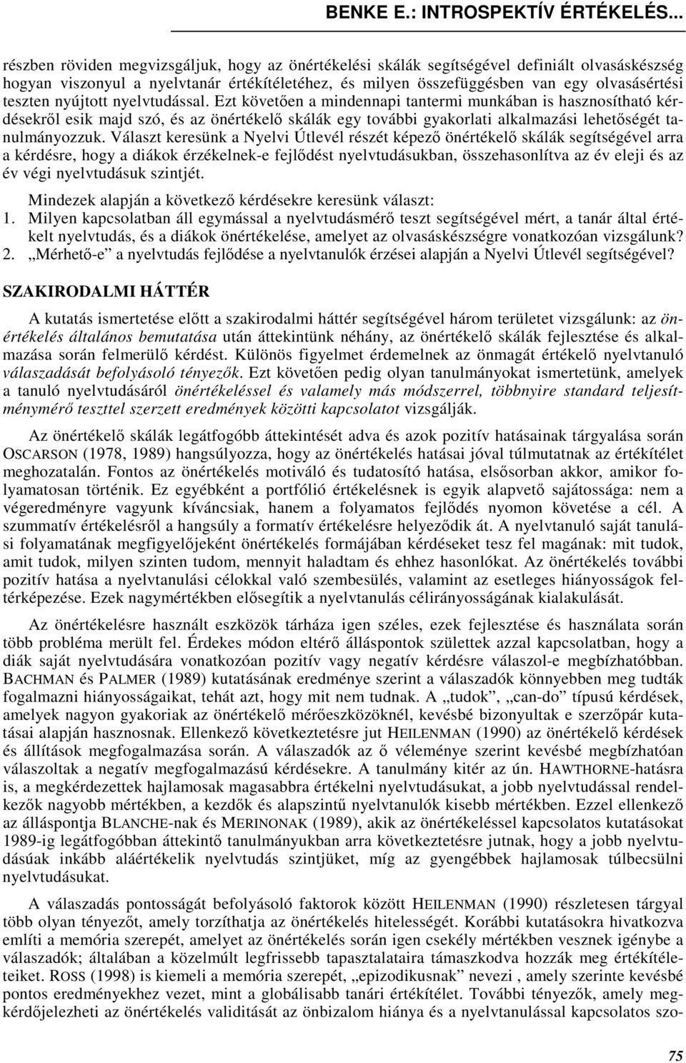 teszten nyújtott nyelvtudással.