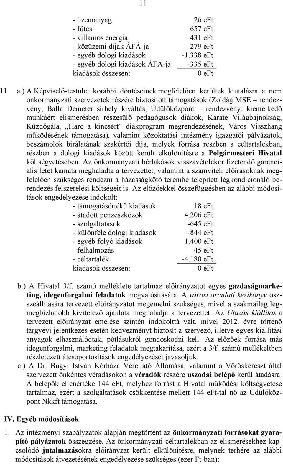 Üdülőközpont rendezvény, kiemelkedő munkáért elismerésben részesülő pedagógusok diákok, Karate Világbajnokság, Küzdőgála, Harc a kincsért diákprogram megrendezésének, Város Visszhang működésének