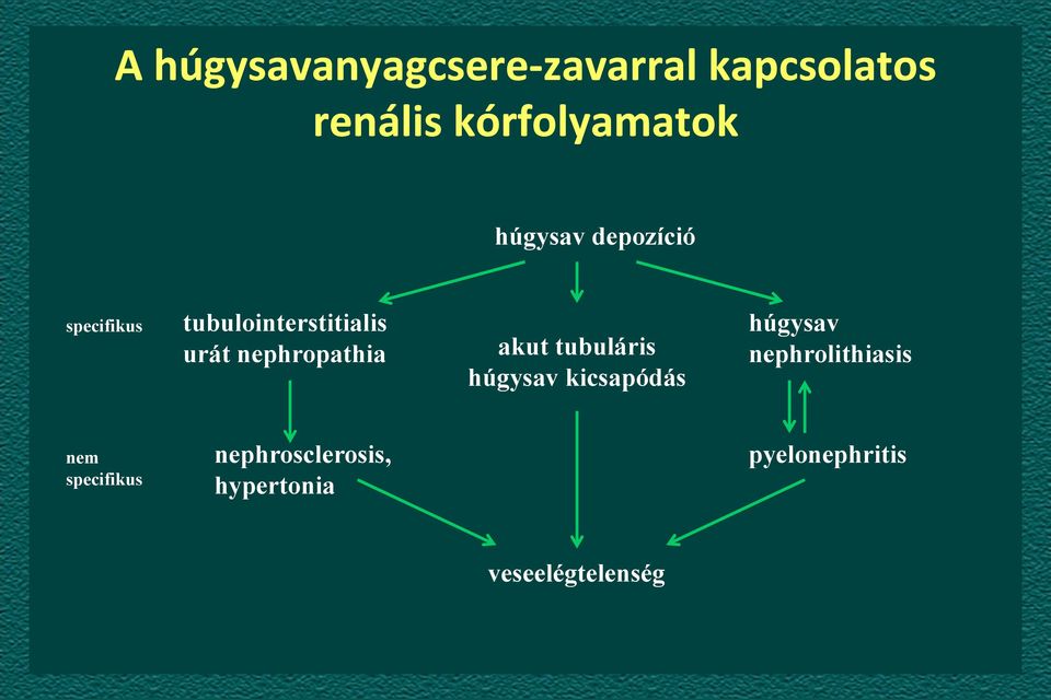 nephropathia akut tubuláris húgysav kicsapódás húgysav