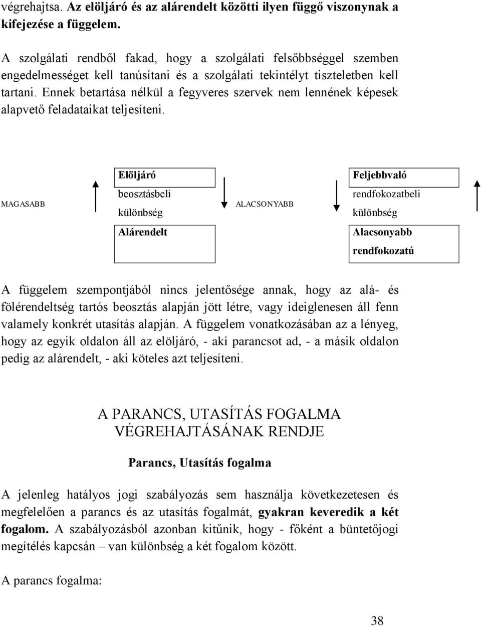 Ennek betartása nélkül a fegyveres szervek nem lennének képesek alapvető feladataikat teljesíteni.