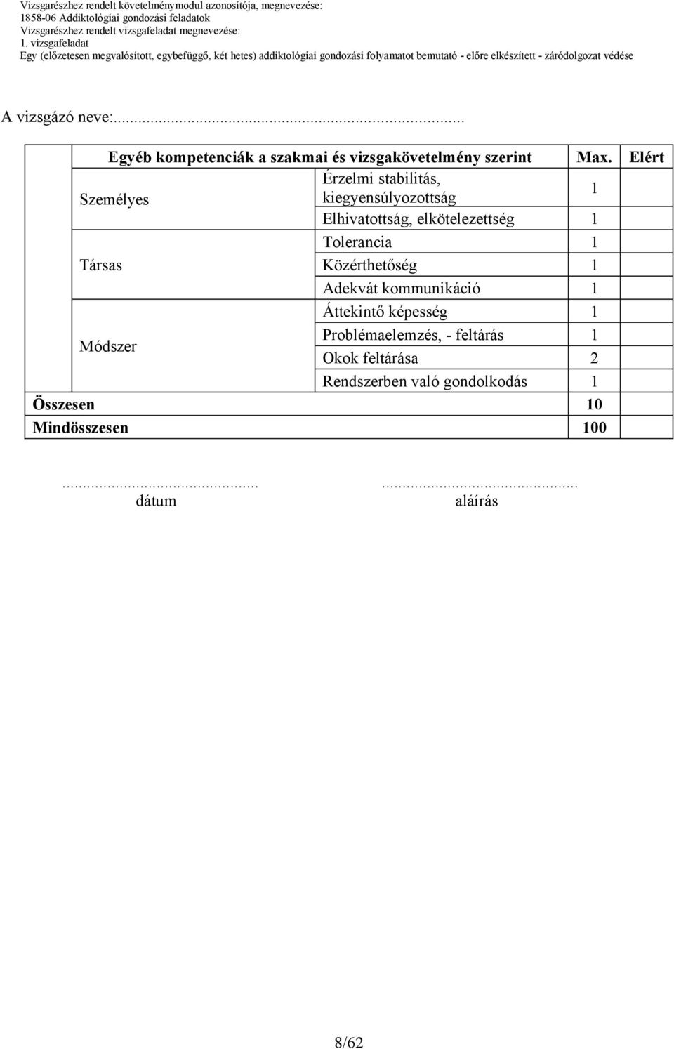 elkötelezettség 1 Tolerancia 1 Társas Közérthetőség 1 Adekvát kommunikáció 1 Áttekintő