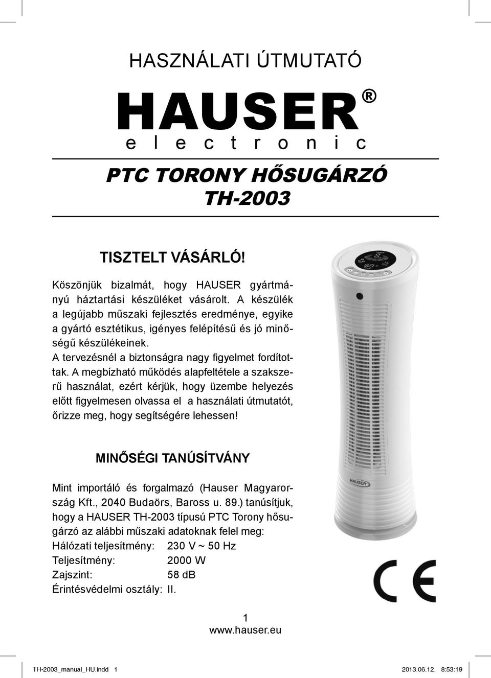 PTC TORONY HŐSUGÁRZÓ TH PDF Ingyenes letöltés