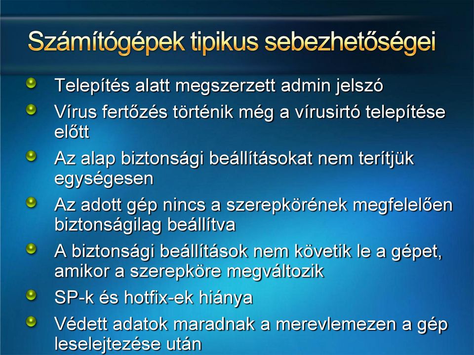 megfelelően biztonságilag beállítva A biztonsági beállítások nem követik le a gépet, amikor a