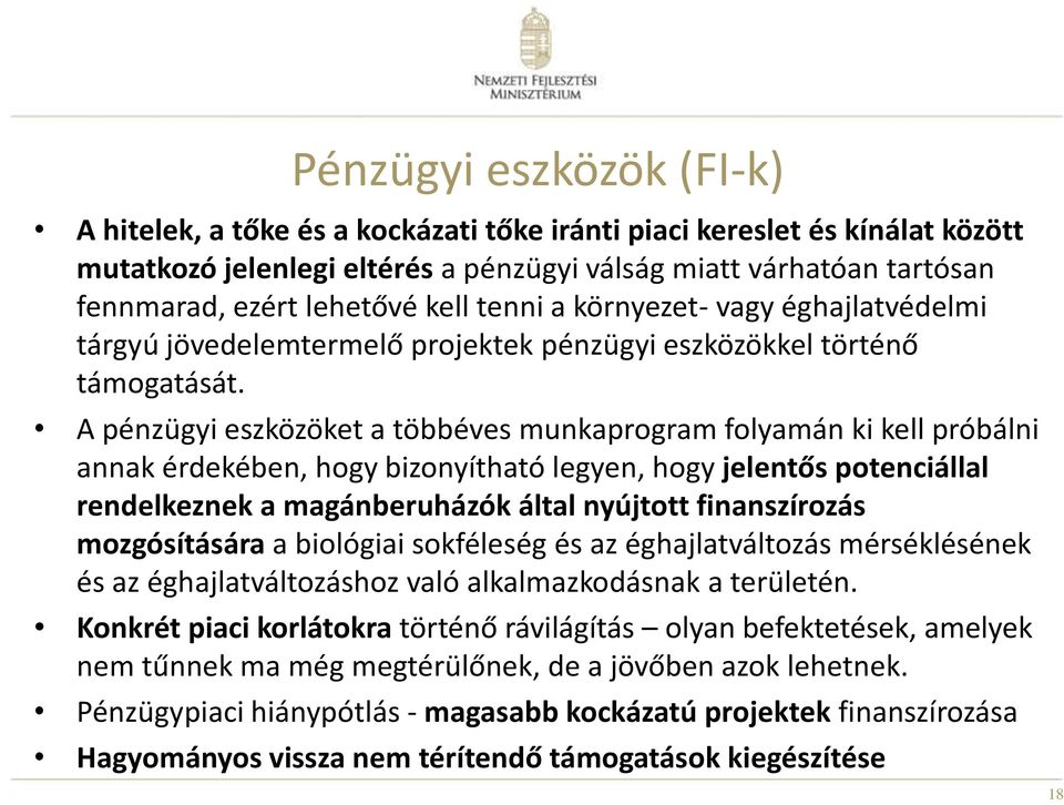 A pénzügyi eszközöket a többéves munkaprogram folyamán ki kell próbálni annak érdekében, hogy bizonyítható legyen, hogy jelentős potenciállal rendelkeznek a magánberuházók által nyújtott