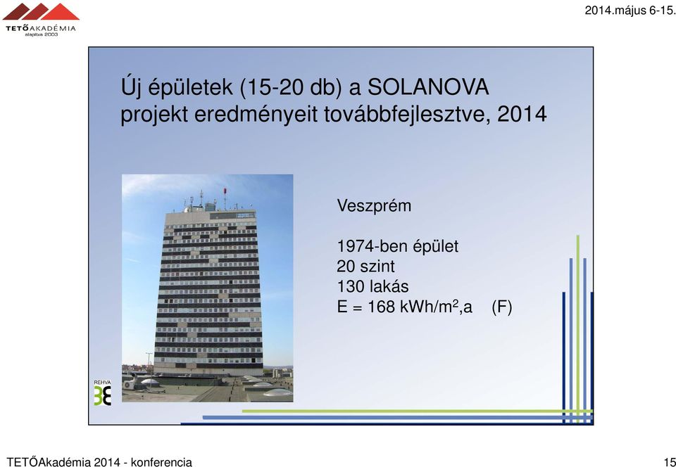 1974-ben épület 20 szint 130 lakás E = 168